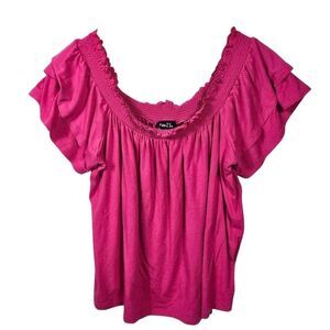 Rue21 Magenta Ruffle Off-Shoulder Sleeve Blouse Size Xl